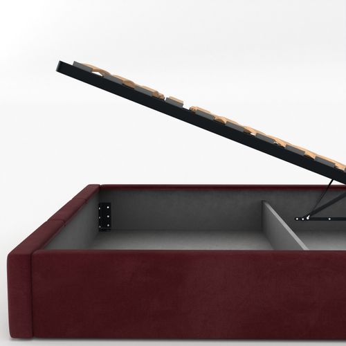 ŁÓŻKO TAPICEROWANE DO SYPIALNI 180x200 ŁÓŻKO PODWÓJNE Z POJEMNIKIEM BORDOWE na Arena.pl