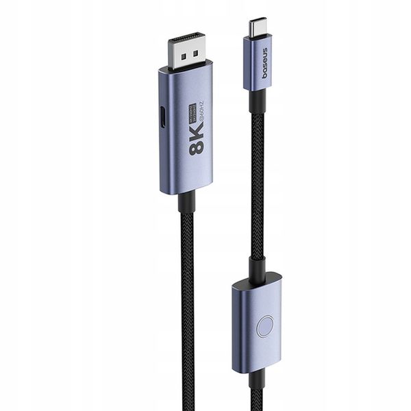 BASEUS KABEL USB C NA DISPLAYPORT DP 8K 100W MOCNY PRZEWÓD W OPLOCIE 1.5m zdjęcie 5