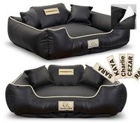 Legowisko dla psa kojec KINGDOG EKOSKÓRA 75x65  rozbieralne antyslip czarne