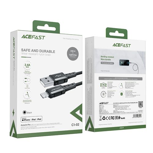 kabel przewód mfi do iphone usb - lightning 2.4a 1.2m czarny na Arena.pl