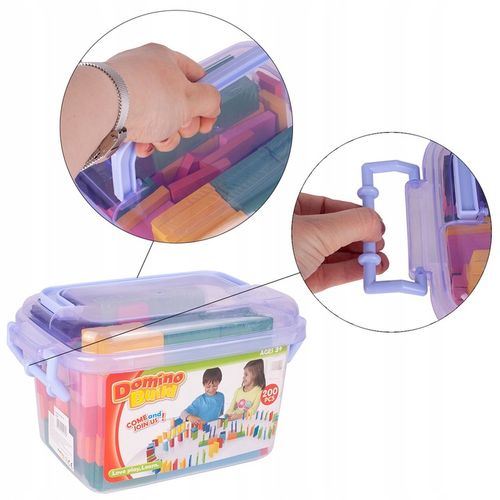 KLOCKI DOMINO KOLOROWE DREWNIANE EDUKACYJNE GRA ZRĘCZNOŚCIOWA 200 ELEMENTÓW na Arena.pl