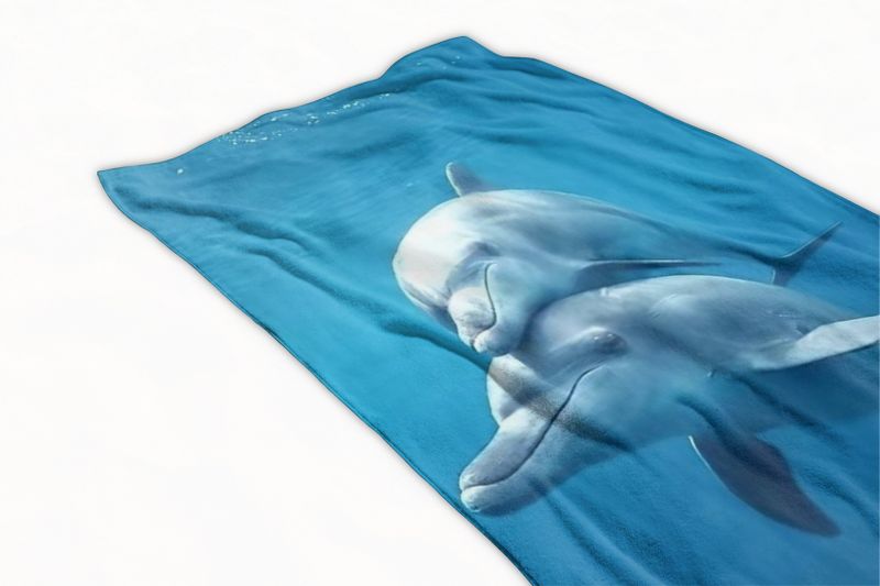 Ręcznik plażowy 100x180 niebieski delfiny zdjęcie 4