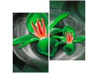 60X60CM ZIELONE KOSMICZNE KWIATY JAKUB BANAŚ DWU OBRAZ ŚCIAN