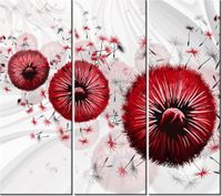 90CM 80 OBRAZ 3 ELEM CZERWONY DMUCHAWCE 4 ŚCIENNY