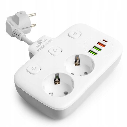 Listwa Zasilająca Przedłużacz Krótki Złodziejka z Ładowarką 4x USB PD 2500W na Arena.pl