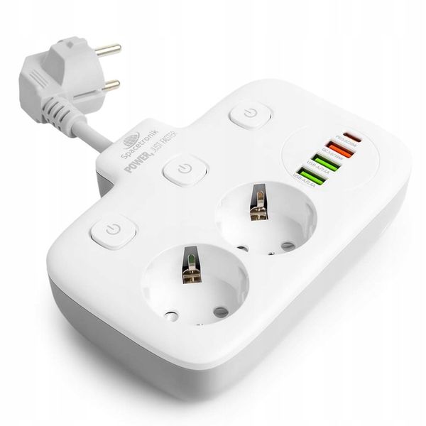 Listwa Zasilająca Przedłużacz Krótki Złodziejka z Ładowarką 4x USB PD 2500W zdjęcie 3