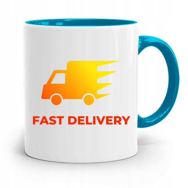 Kubek Błękitny Dla Kuriera Fast Delivery Prezent Z Nadrukiem Ze Zdjęciem zdjęcie 1