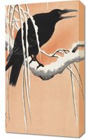 Obraz 40x70cm Crow on Snowy Branch, Koson Japoński Vintage do Salonu