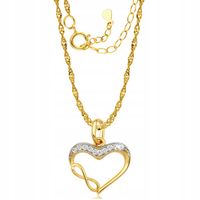 Złoty Wisiorek Serce ZŁOTO 585 14K + Naszyjnik Łańcuszek Singapur skręcony