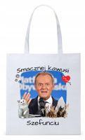 Donald Tusk Platforma Torba Eco Biała Shopper Z Nadrukiem Ze Zdjęciem