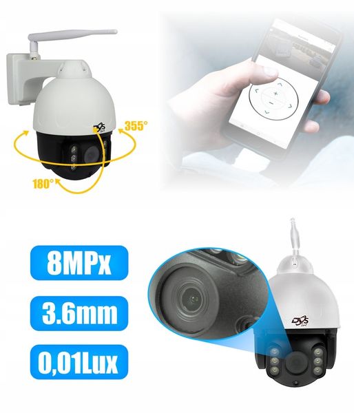 BEZPRZEWODOWA ZEWNĘTRZNA KAMERA WIFI OBROTOWA IP 8Mpx 4K DVS MONITORING P2P zdjęcie 10