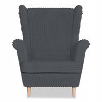 Fotel uszak Rene skandynawski Family Meble ciemny szary sztruks paski modny