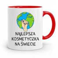 Kubek Czerwony Dla Kosmetyczki Najlepsza Prezent Z Nadrukiem Ze Zdjęciem