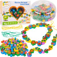 Koraliki drewniane do nawlekania zestaw kreatywny Owady 92 el