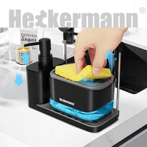 DOZOWNIK NA PŁYN DO MYCIA NACZYŃ MYDŁA POJEMNIK + GĄBKA ORGANIZER DO KUCHNI na Arena.pl