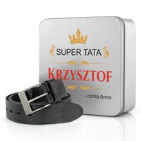 Skórzany męski pasek PREZENT NA DZIEŃ TATY NADRUK