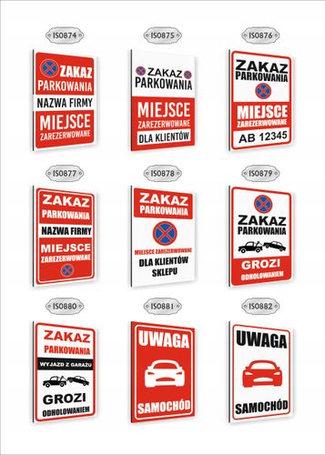 Tabliczka znak informacyjny dibond nadruk UV 30x20 ZAKAZ PARKOWANIA na Arena.pl