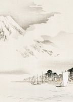 Plakat 13x18cm View of Mount Fuji, Kōno Bairei Japoński Vintage do Salonu