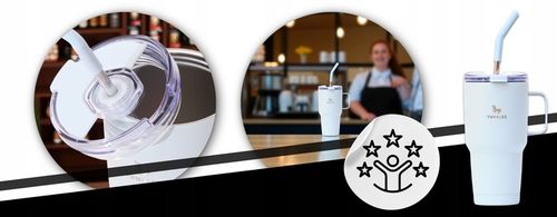 Kubek Termiczny z WYGODNYM Uchwytem i STALOWĄ Słomką TEMPERATURA DO na Arena.pl