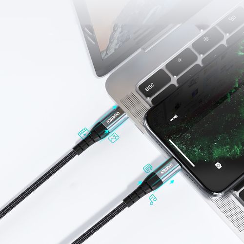 kabel przewód do iphone mfi usb-c - lightning 480mb/s 3a 2m czarny na Arena.pl