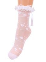 Skarpety dziewczęce rajstopowe kwiatki falbanka kokardka białe 27-30 YOCLUB