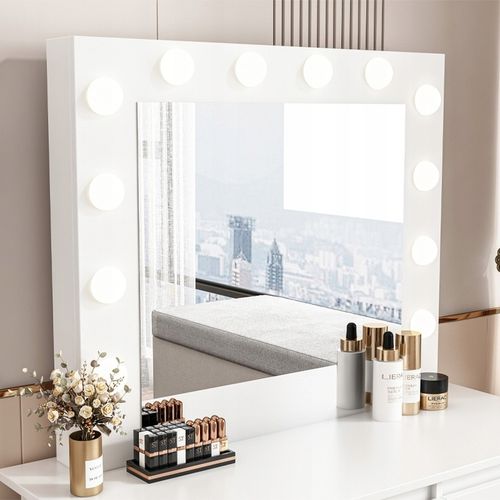 TOALETKA DO MAKIJAŻU WIZAŻU KOSMETYCZNA Z LUSTREM LED NOWOCZESNA LOFT na Arena.pl