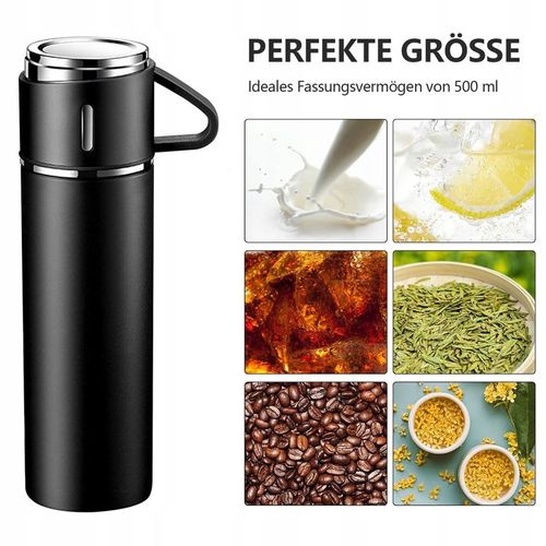 Termos Kubek DO KAWY HERBATY z dzióbkiem VACUUM LOCK STALOWY CZARNY na Arena.pl