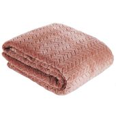Miękki koc z włókna mikroflano z tłoczeniem CINDY 220X200 pudrowy
