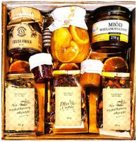 KOSZ ZESTAW PREZENTOWY PREZENT HERBATA UPOMINKE MALINA CYTRYNA MIÓD