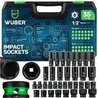 ZESTAW NASADEK UDAROWYCH 35 SZT. 1/2" 6-KĄTNE KRÓTKIE DŁUGIE 8-32MM WUBER