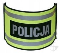 Opaska naramienna, odblaskowa z napisem POLICJA - z rzepem. Folia certyfik.