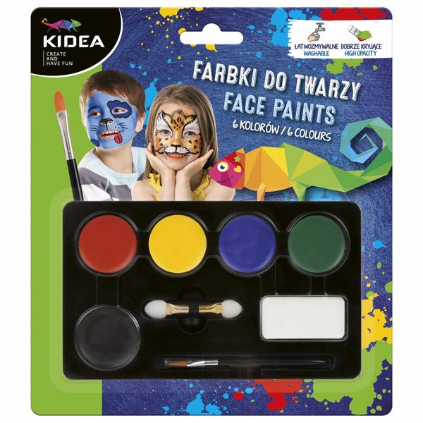 Farbki do malowania twarzy KIDEA - 6 kolorów na Arena.pl