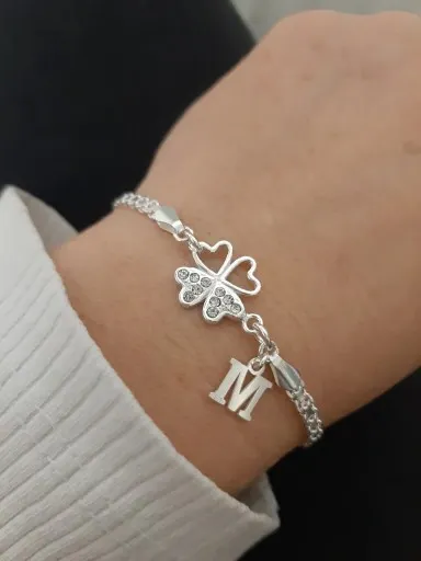 Srebrna bransoletka koniczynka LITERKA PUDEŁKO 925 zdjęcie 6