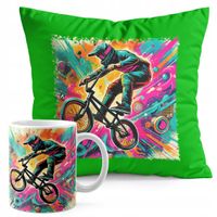 ZESTAW KUBEK + PODUSZKA ZIELONA - ROWER BMX MTB SPORT