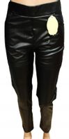 LEGGINSY Spodnie lekko ocieplone Eko Skóra czarne wysoki stan XL/2XL