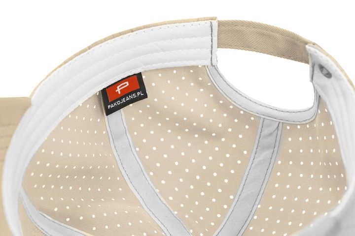 CZAPKA z Daszkiem Bejsbolówka Oddychająca Głęboka JASNOBEŻOWA Pako Jeans zdjęcie 7