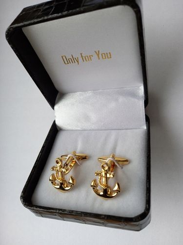 Złote spinki do mankietów Exciting Kotwica Marine Kapitańskie Żeglarskie na Arena.pl
