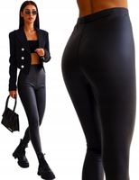 LEGGINSY MODNE MATOWE SKÓRZANE PEACH TOUCH MODELUJĄCE SPODNIE EKO