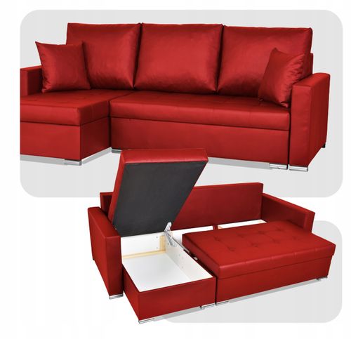 Narożnik rozkładany z funkcją spania ekoskóra Varius rogówka Family Meble na Arena.pl