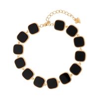 srebrna pozłacana bransoletka z onyksem - bsc56440y