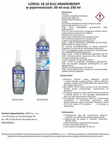 KLEJ DO GWINTÓW USZCZELNIAJĄCY LOXEAL 18-10 ŁATWO DEMONTOWALNY 50 ml na Arena.pl