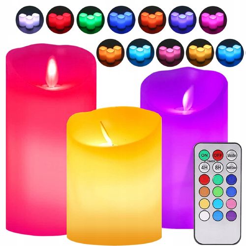 OO68 ŚWIECZKI ŚWIECE LED NA PILOTA 3 SZT ZESTAW RGB na Arena.pl