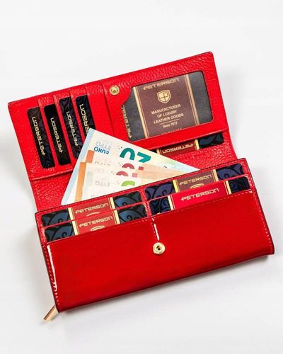 pojemny, skórzany portfel damski z systemem rfid w czarno-czerwonym na Arena.pl