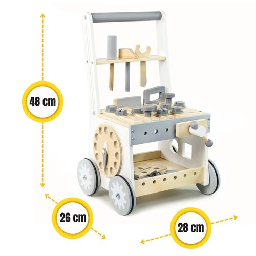 Pchacz drewniany chodzik jeżdzik dzieci warsztat zestaw majsterkowicza 3w1 na Arena.pl