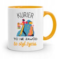 Kubek Żółty Dla Kuriera To Styl Życia Prezent Z Nadrukiem Ze Zdjęciem