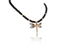 naszyjnik ważka z onyksami z kolekcji mystical moments (c22/waż/18/1au)