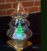 ZNICZ ŚWIĄTECZNY DUŻA CHOINKA SZKLANA Z LEDEM W ŚRODKU SANTA MAROZZA 35CM