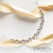 Ozdobna opaska do włosów z listkami i cyrkoniami srebrna KOKONET 4-0106