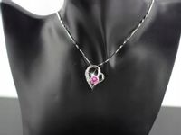 Srebrny naszyjnik różowe serce z cyrkonią