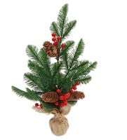 MAŁA CHOINKA SZTUCZNA Z OZDOBAMI SZYSZKI JARZĘBINA 45 cm